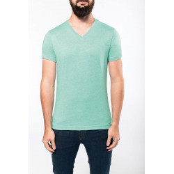 Kariban Men´s V-neck short-sleeved melange T-shirt