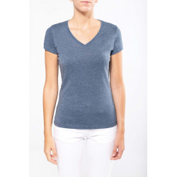 Kariban Ladies´ V-neck short-sleeved melange T-shirt