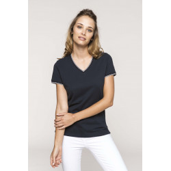 Kariban Ladies� piqu� knit V-neck T-shirt