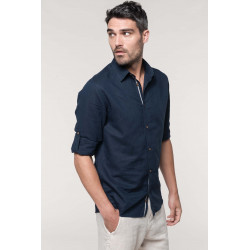 Kariban Chemise lin et coton manches longues homme
