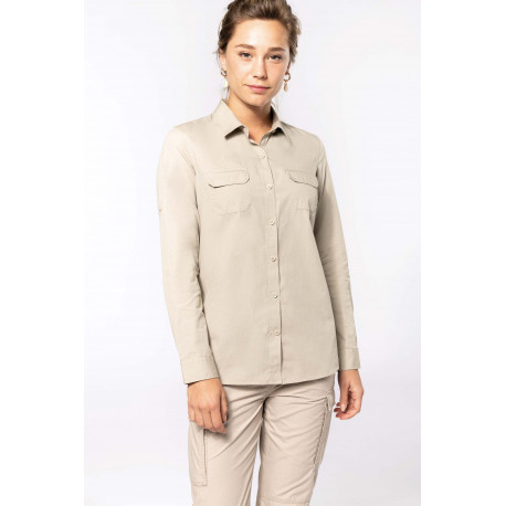 Kariban Chemise safari manches longues femme
