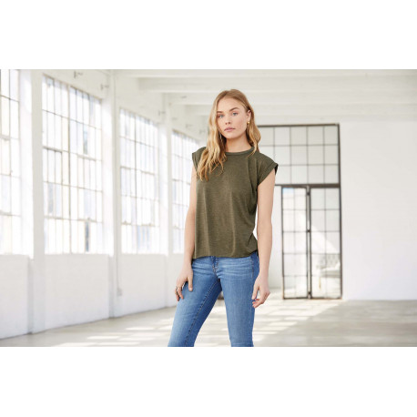 Bella + Canvas Ladies´ flowy rolled-cuff T-shirt