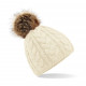 Beechfield Fur Pop Pom Cable Beanie