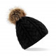 Beechfield Fur Pop Pom Cable Beanie