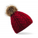 Beechfield Fur Pop Pom Cable Beanie