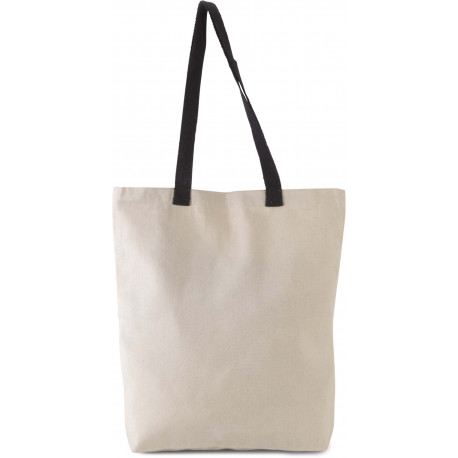 Kimood Sac shopping plat en toile avec poign�e contrast�e