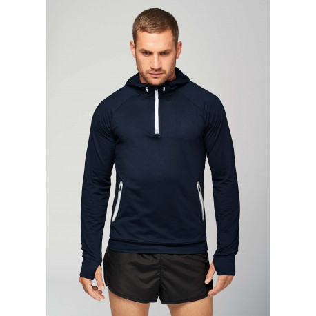 Proact Zip neck hooded sports sweatshirt