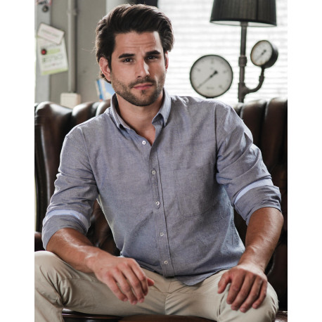 Russell Collection Men´s LS Tailored Washed Oxford Shirt