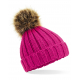 Beechfield Infant/Junior Fur Pom Pom Chunky Beanie