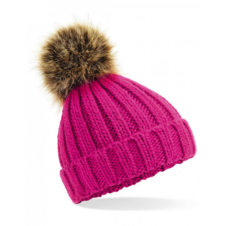 Beechfield Infant/Junior Fur Pom Pom Chunky Beanie