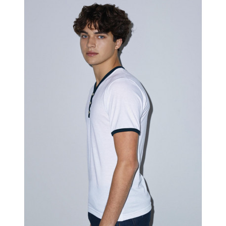 American Apparel Unisex Poly-Cotton Y-Neck Ringer Tee