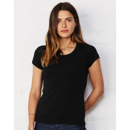 Bella+Canvas Sheer Mini Rib Scoop Neck T-Shirt