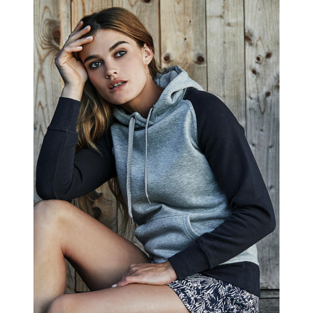 Tee Jays Ladies Two-Tone Hooded Sweatshirt